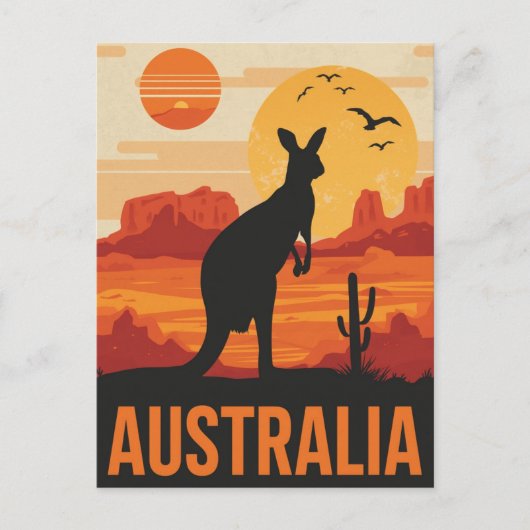 Sunset Kangaroo in Australia ポストカード (正面)