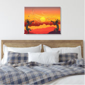 Sunset Kokopelli and Music Canvas Print キャンバスプリント (インサイチュ (寝室))