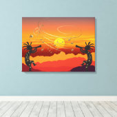 Sunset Kokopelli and Music Canvas Print キャンバスプリント (インサイチュ (ウッドフロア))