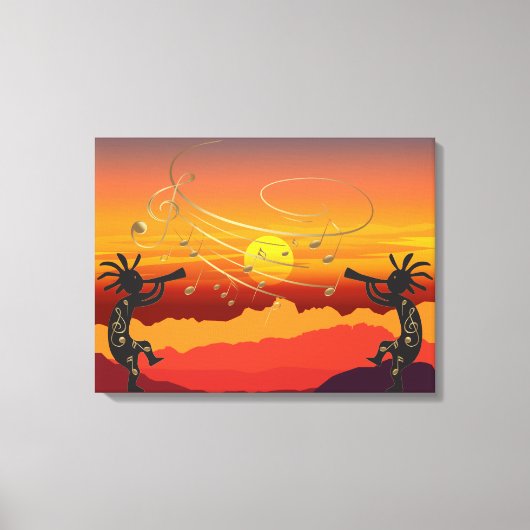 Sunset Kokopelli and Music Canvas Print キャンバスプリント (正面)