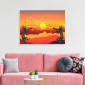 Sunset Kokopelli and Music Canvas Print キャンバスプリント (インサイチュ (リビング))