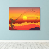 Sunset Kokopelli and Music Canvas Print キャンバスプリント (インサイチュ (ウッドフロア))