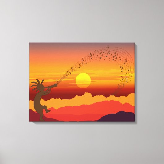 Sunset Kokopelli and Music Canvas Print キャンバスプリント (正面)