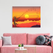 Sunset Kokopelli and Music Canvas Print キャンバスプリント (インサイチュ (リビング))