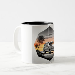 "Sunset Kombi Beach Mug - Coastal Adventure Cup" ツートーンマグカップ