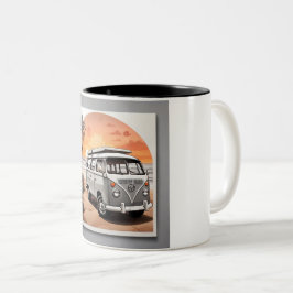 "Sunset Kombi Beach Mug - Coastal Adventure Cup" ツートーンマグカップ