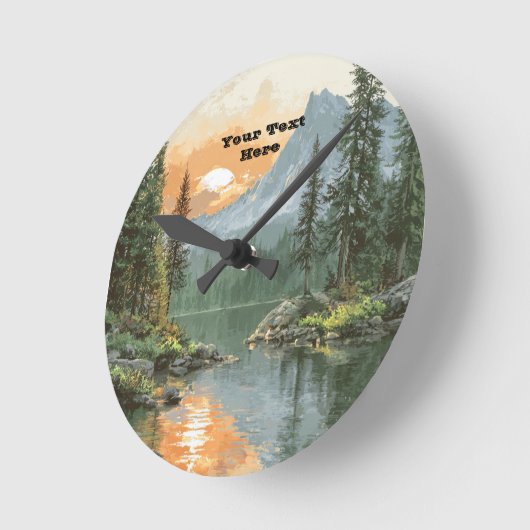 Sunset Lake ラウンド壁時計 (傾斜)