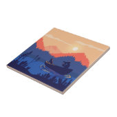 Sunset Lake Canoe Illustration タイル (側面)