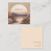 Sunset Lake Landscape Peach Semicircle Geometric スクエア名刺 (正面/裏面)