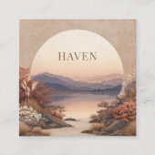 Sunset Lake Landscape Peach Semicircle Geometric スクエア名刺 (正面)