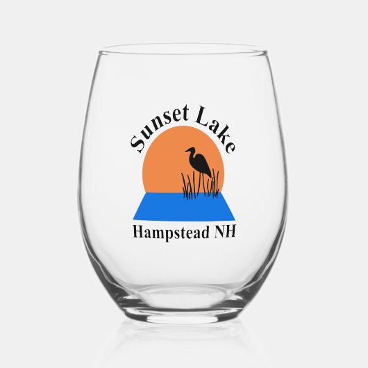 Sunset Lake Stemless Wine Glass ステムなしワイングラス (正面)