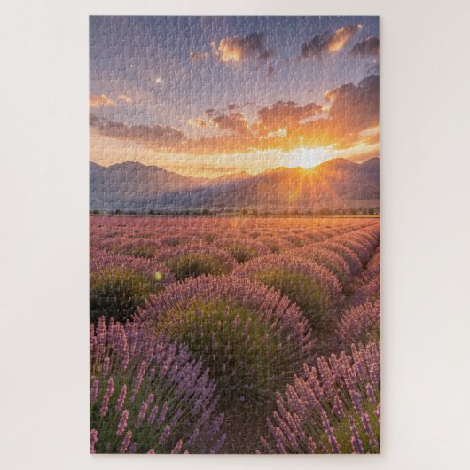 Sunset Lavender Field Jigsaw Puzzle ジグソーパズル (縦)