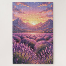 Sunset Lavender Field Jigsaw Puzzle ジグソーパズル