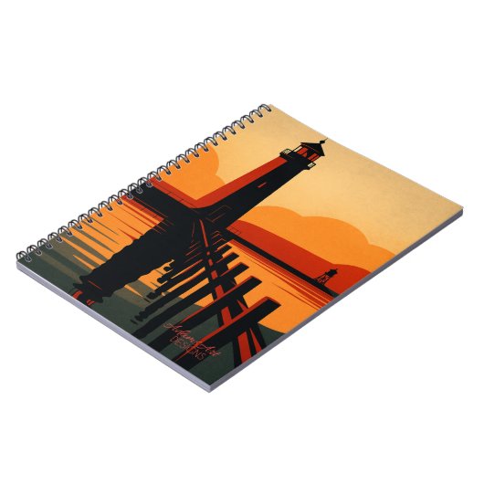 Sunset Lighthouse Silhouette ノートブック (左側)