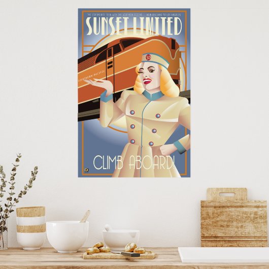 Sunset Limited Railway vintage poster  ポスター (キッチン)