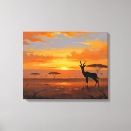 Sunset Majesty in the Savannah – Abstract Gazelle  キャンバスプリント
