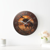Sunset Meadow Horse Rustic Equestrian Eagle Timepi ラージ壁時計 (ホーム)