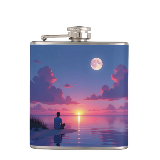 Sunset moonrise caribbean フラスク (正面)