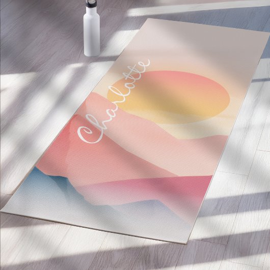 Sunset Mountain Custom Yoga Mat Soft Pastel Land  ヨガマット