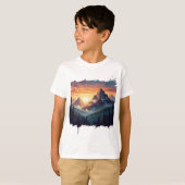 Sunset Mountain Forest Art T-Shirt Tシャツ (正面フル)