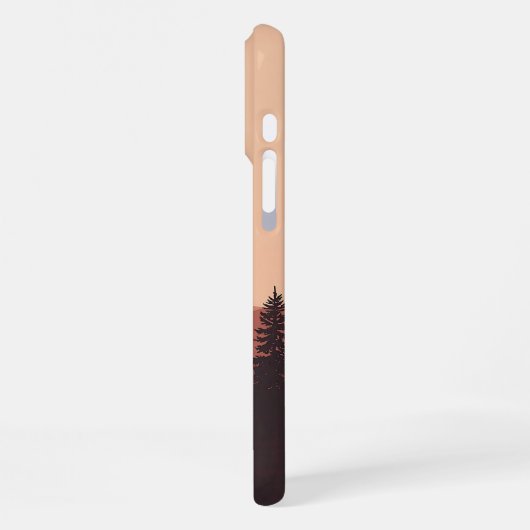 Sunset Mountain Forest Nature Illustration iPhoneケース (左側面)