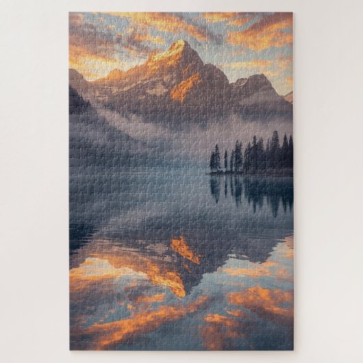 Sunset Mountain Lake Jigsaw Puzzle ジグソーパズル (縦)