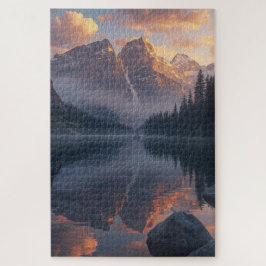 Sunset Mountain Lake Jigsaw Puzzle ジグソーパズル
