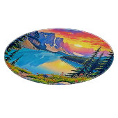 Sunset Mountain Lake Majesty Art カッティングボード (角)