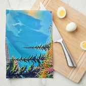 Sunset Mountain Lake Majesty Art キッチンタオル (四つ折り)