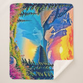 Sunset Mountain Lake Majesty Art シェルパブランケット (正面)