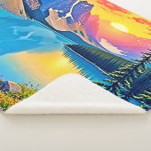 Sunset Mountain Lake Majesty Art シェルパブランケット (3/4)