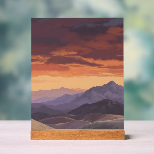 Sunset Mountain Range Vector Landscap アクリルサイン (ニュートラル)
