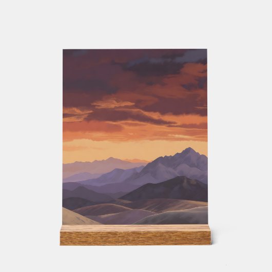 Sunset Mountain Range Vector Landscap アクリルサイン (正面)