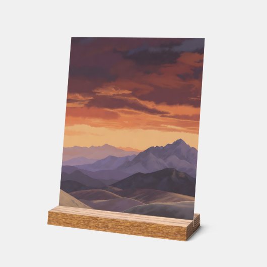 Sunset Mountain Range Vector Landscap アクリルサイン (傾斜)