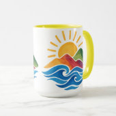 Sunset Mountains Ocean Ceramic Mug マグカップ (正面右)