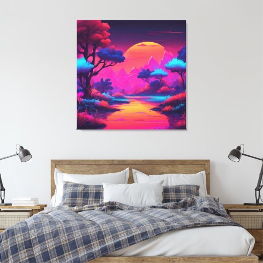 Sunset night sky AI art  キャンバスプリント (インサイチュ (寝室))
