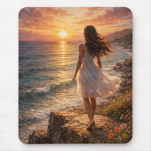 Sunset Ocean Aesthetic Mouse Pad マウスパッド (正面)
