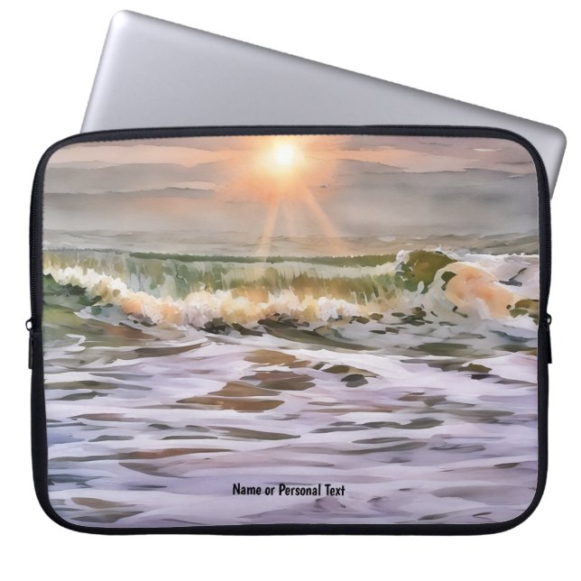 Sunset Ocean Beach Personal Laptop Cover ラップトップスリーブ (正面)