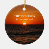 Sunset Ocean Custom Name セラミックオーナメント (正面)
