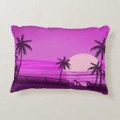 Sunset, ocean, evening, palm trees sea shore, アクセントクッション (裏面)