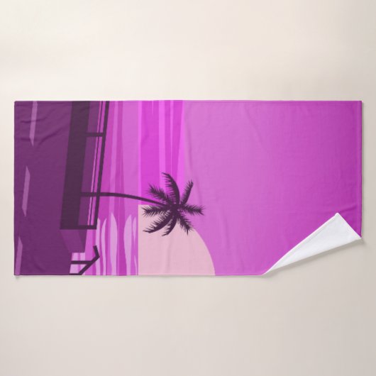 Sunset, ocean, evening, palm trees sea shore, バスタオル (バスタオル)