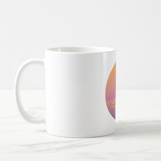 Sunset Ocean Minimalist Mug – Hand-Drawn Summer コーヒーマグカップ (左)