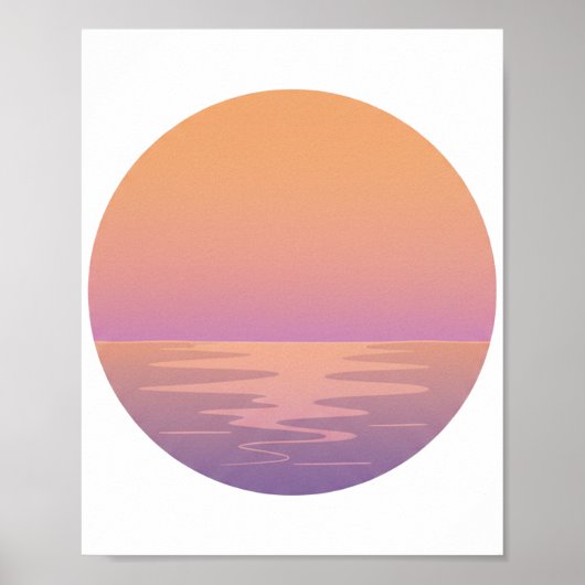 Sunset Ocean Minimalist Poster – Hand-Drawn Tropic ポスター (正面)