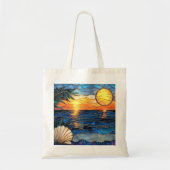 Sunset Ocean Stained Glass Tote Bag トートバッグ (正面)