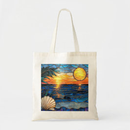 Sunset Ocean Stained Glass Tote Bag トートバッグ