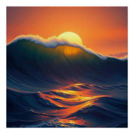 sunset ocean wall art ポスター