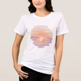 Sunset Ocean Waves – Minimalist Hand-Drawn Women's トライブレンドＴシャツ