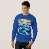 Sunset Ocean Waves T-Shirt – Artistic Sea and Sky  スウェットシャツ (正面フル)