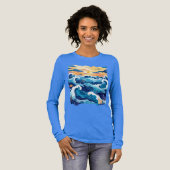 Sunset Ocean Waves T-Shirt – Artistic Sea and Sky  トライブレンドＴシャツ (正面全体)