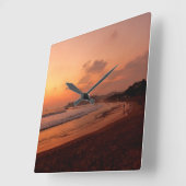 Sunset on a beach in Mexico スクエア壁時計 (傾斜)